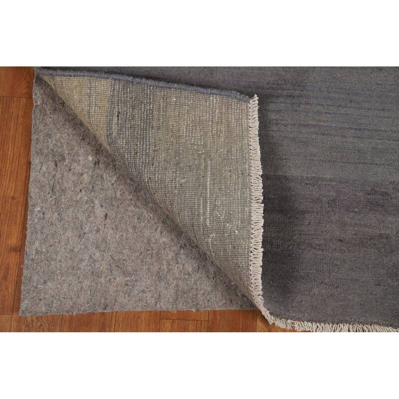 Blue & Grey Gabbeh Oriental Runner Rug Handmade Wool Carpet - 2'8"x 8'0"