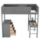 preview thumbnail 8 of 12, Teddy Fleece Twin Loft Bed with Shelves, Drawers and Desk, Gray