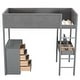 preview thumbnail 10 of 13, Twin Size Teddy Fleece Loft Bed with Shelf, Drawers & Desk, Modern Multi-Functional Wood Loft Bed Frame w/Soft Padding, Grey