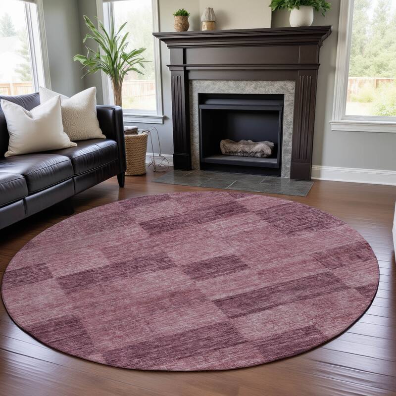 Premium Washable Super Soft Modern Checker Mayfield Rug - Blush - 8' x 8'