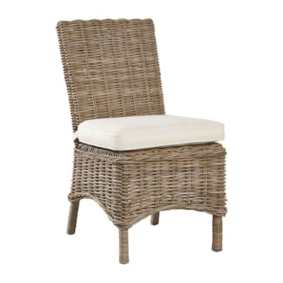 Key West Savannah Woven Kubu Side Dining Chair with Muslin Cushion
