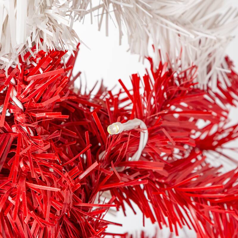 Festive 9 Foot Pre Lit White and Red Garland