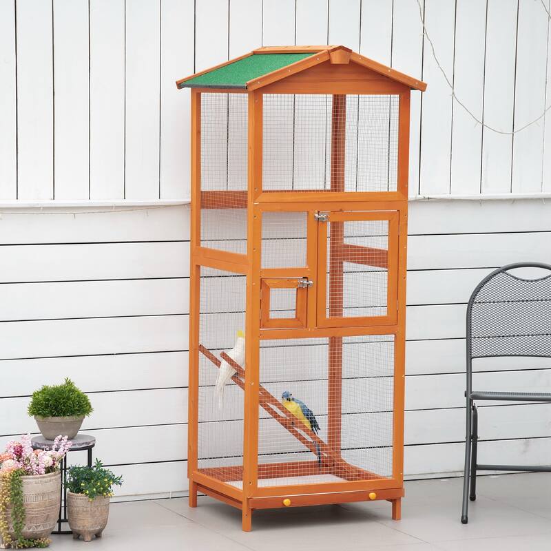 Large Vertical Bird Cage with Strong Wire and Fir Wood Frame