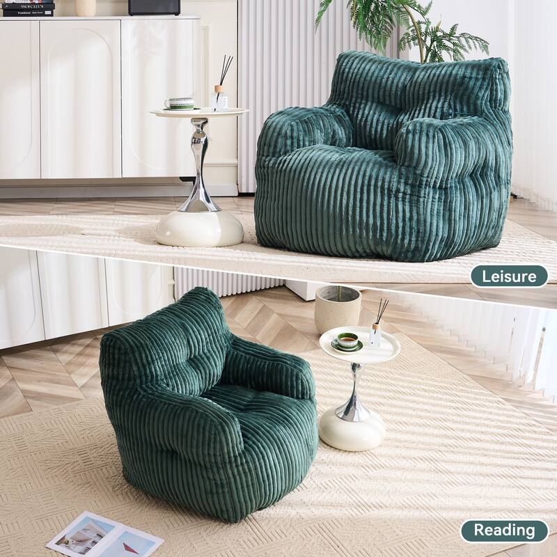 Soft Fluffy Corduroy Fabric Bean Bag Chair Filled With Memory Sponge