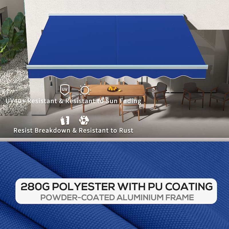 13' x 10' Electric Awning with LED Lights, Retractable Awning, UV40+ Sun Shade Shelter with Remote Controller and Crank Handle