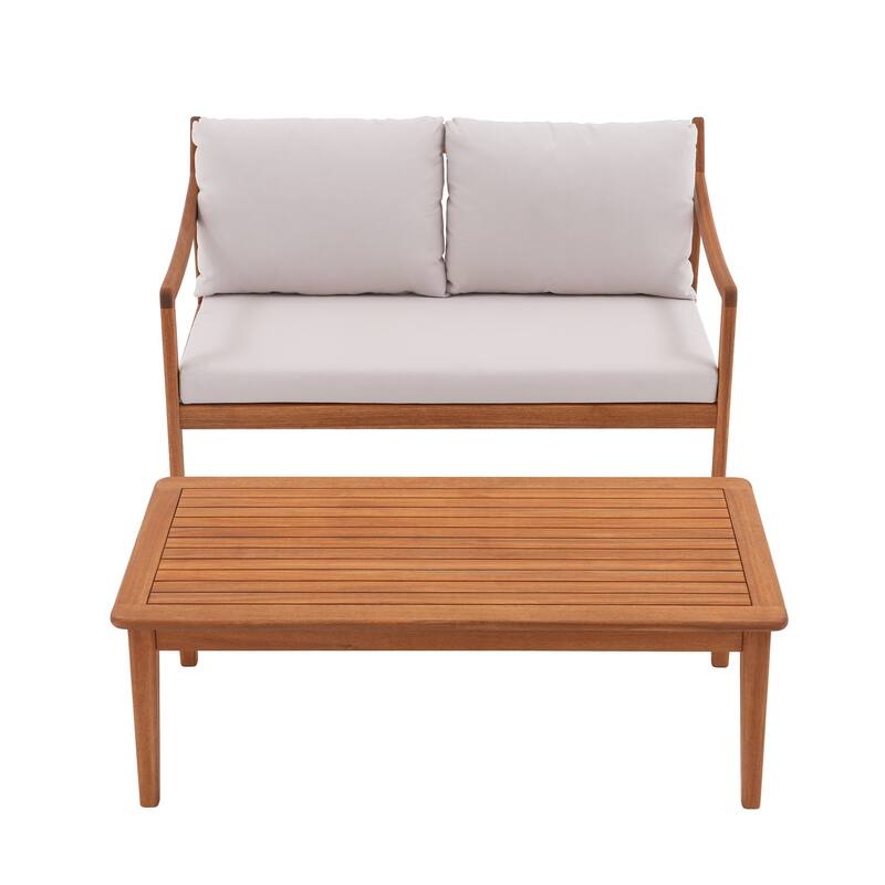 Outdoor 2 piece Loveseat Set With Table
