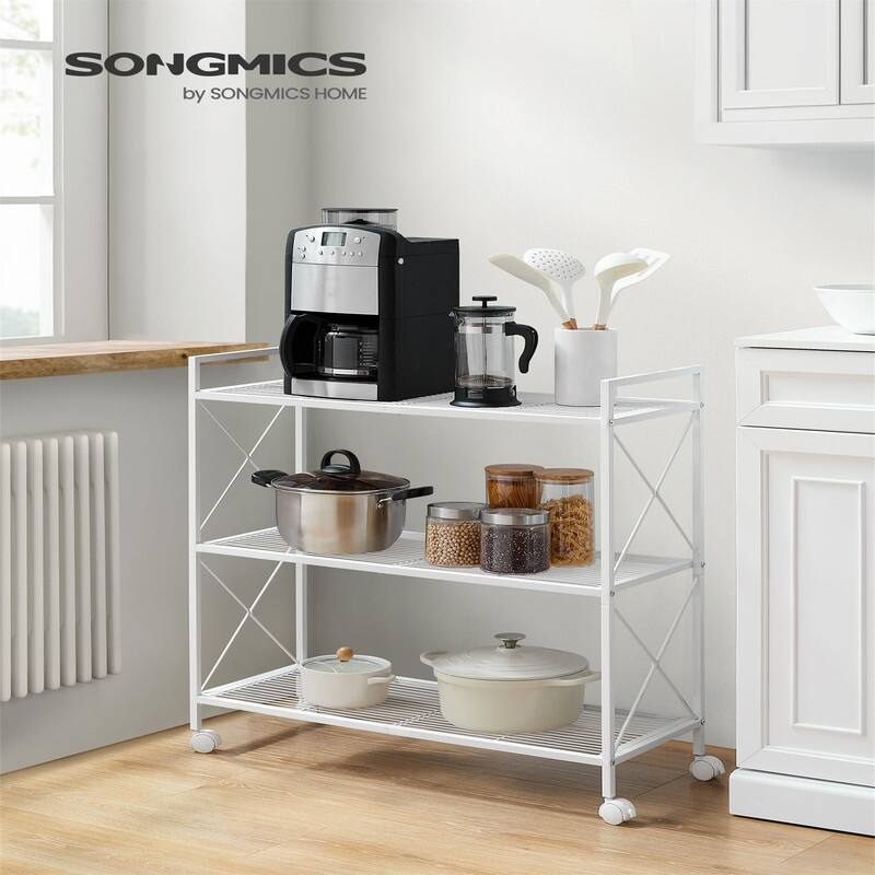 3-Tier Metal Storage Rack with Wheels