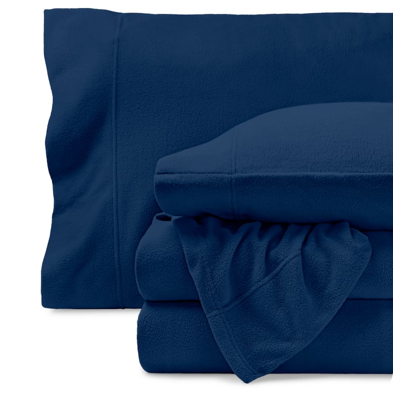 Bare Home Polar Fleece Deep Pocket Sheet Set - Twin - Dark Blue