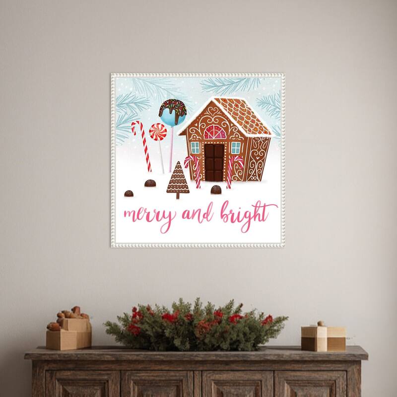 Sweet Holidays II by Victoria Borges (22 x 22 in.), Framed Canvas Wall Art Print - Sylvie Beaded White