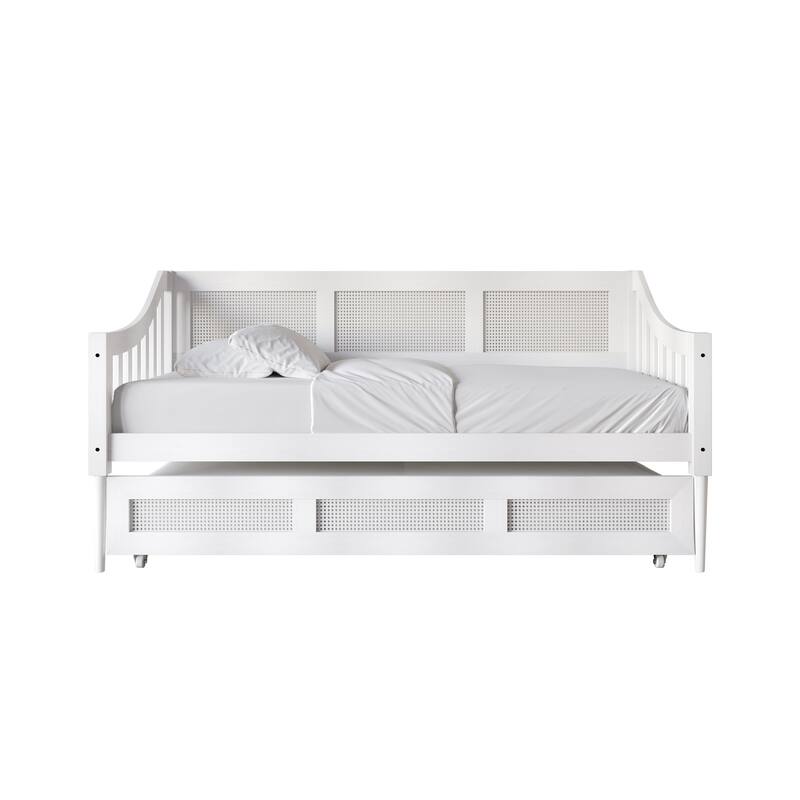 CraftPorch Modern Twin Daybed with Trundle - White