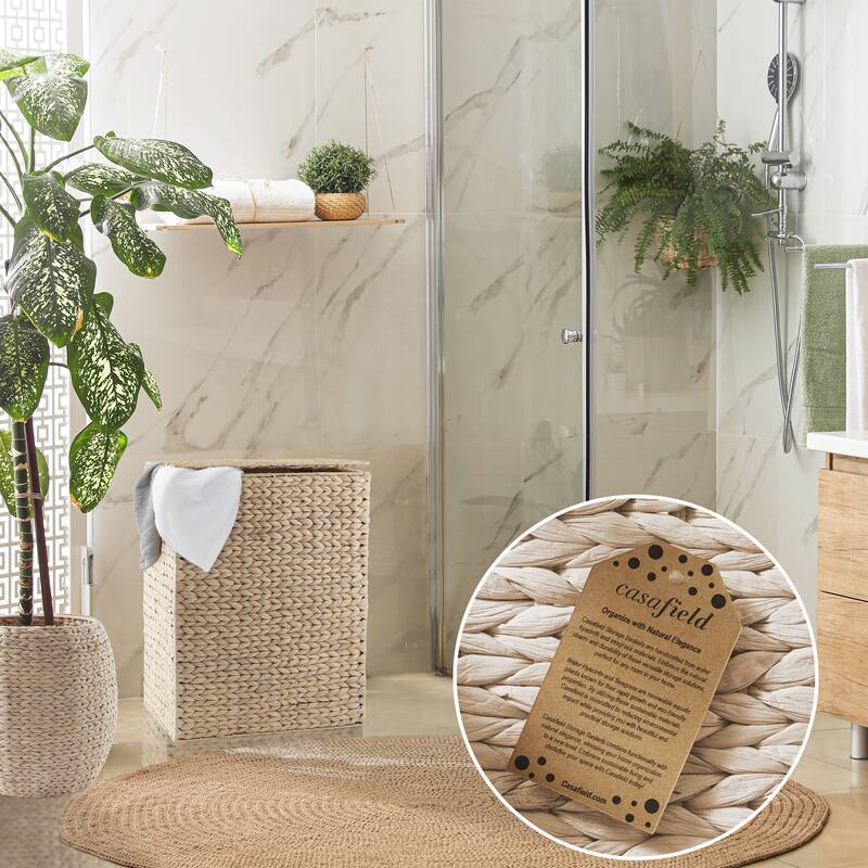 Large Laundry Hamper Basket w Lid and Liner Water Hyacinth