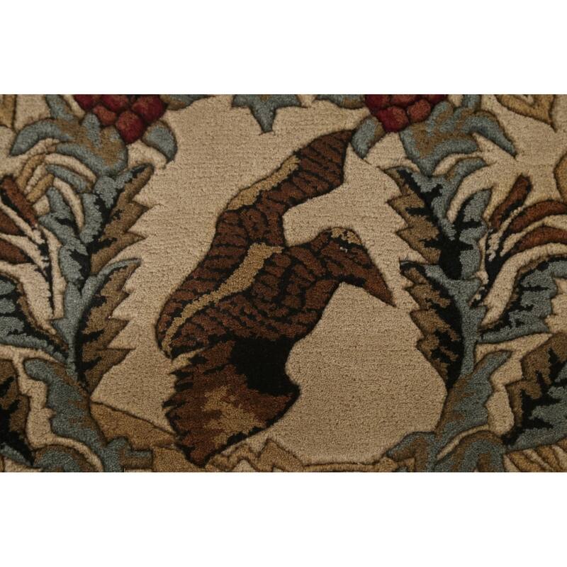 Animal Pictorial Aubusson Indian Area Rug Hand-Tufted Wool Carpet - 5'0" x 8'0"