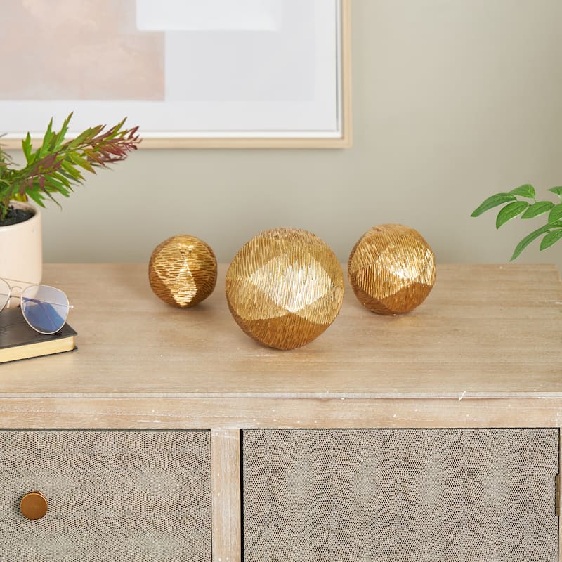 Resin Decorative Orbs & Vase Filler with Varying Sizes - Set of 3 Gold or White - Roche River Decor