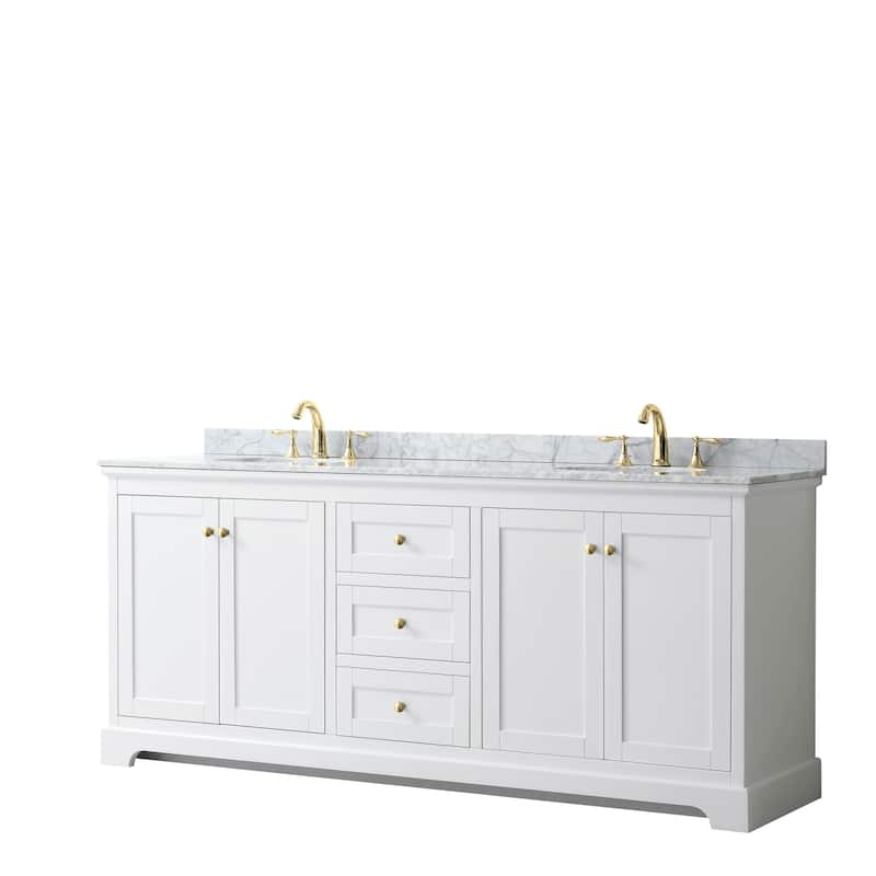 Avery 80-inch Double Vanity, Marble Top, Oval Sinks, No Mirror