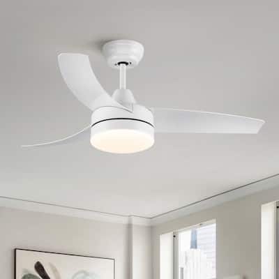 42 inch Indoor White Ceiling Fan with LED Light