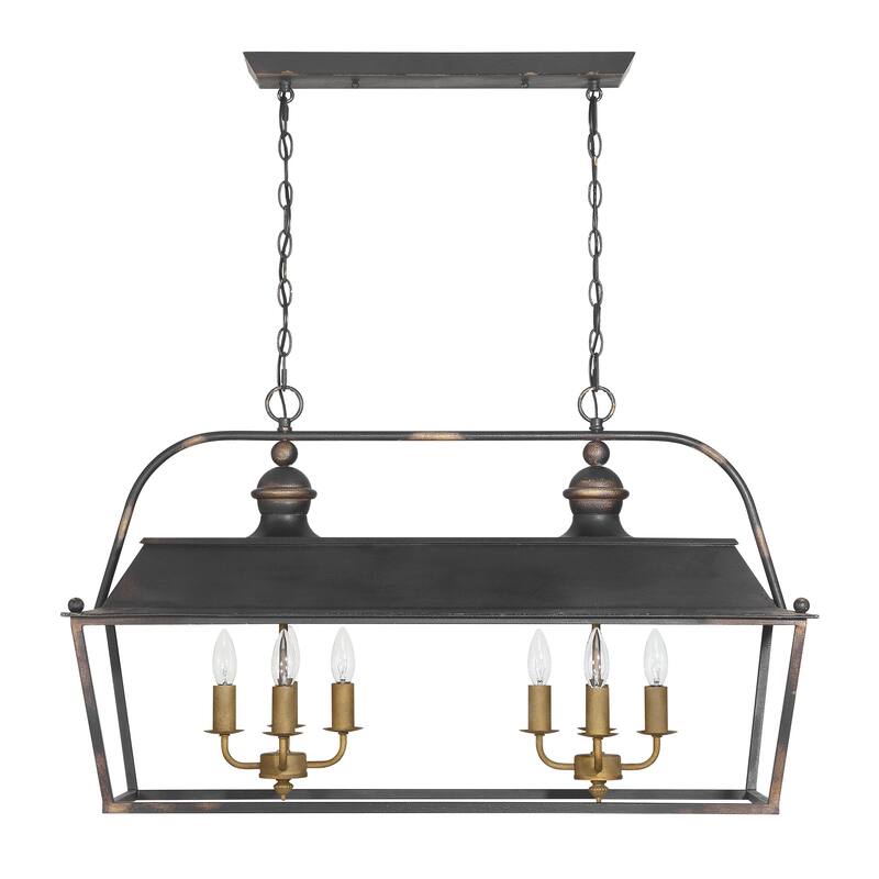 Golden Lighting Christoff 8-light Island Light in Antique Black Iron - Gold