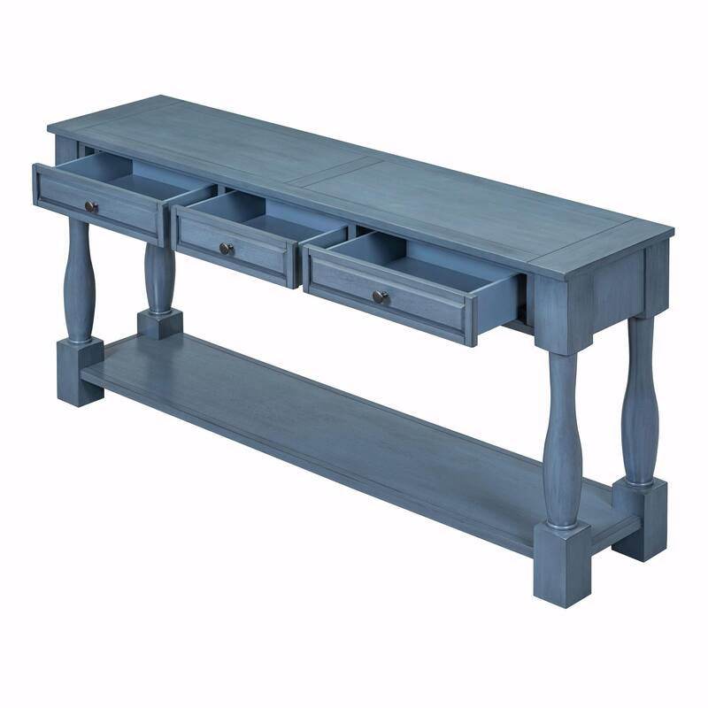 63" Console Table with Drawers and Shelf