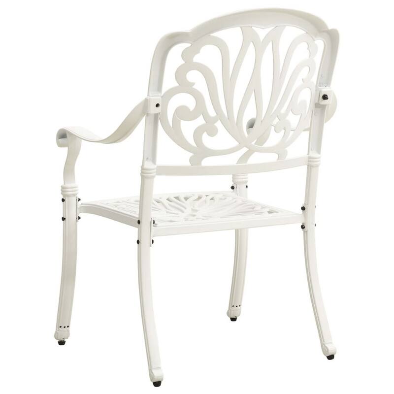 Outdoor 3pc Bistro Table and Chairs Set, Trellis Pattern, White Metal