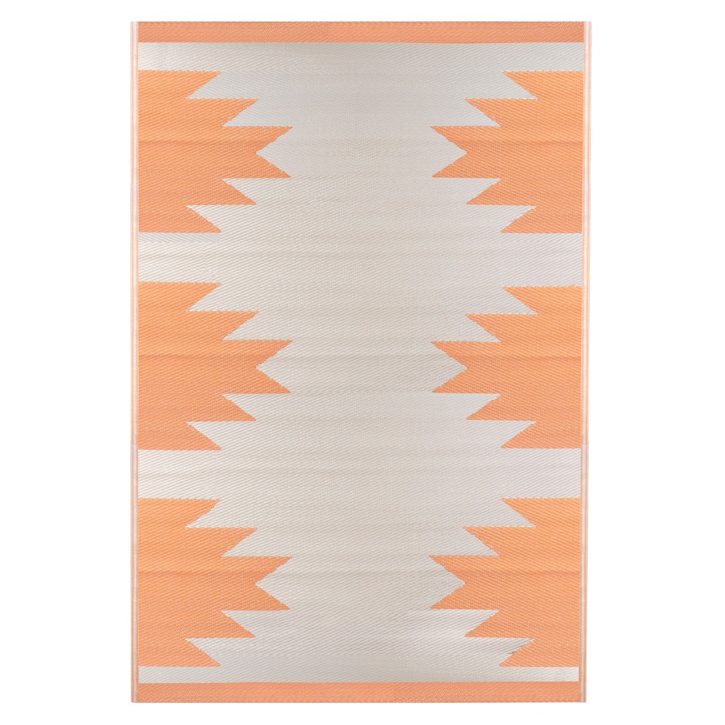 4' x 6' Orange and Beige Aztec Print Rectangular Outdoor Area Rug - 4' x 6'