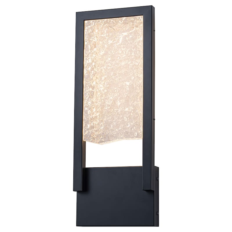 Black Metal Rectangular Water Pattern LED Dimmable Wall Sconce
