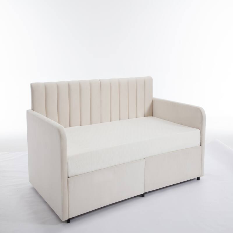 Flora Upholstered Daybed with 2 Drawers,Twin