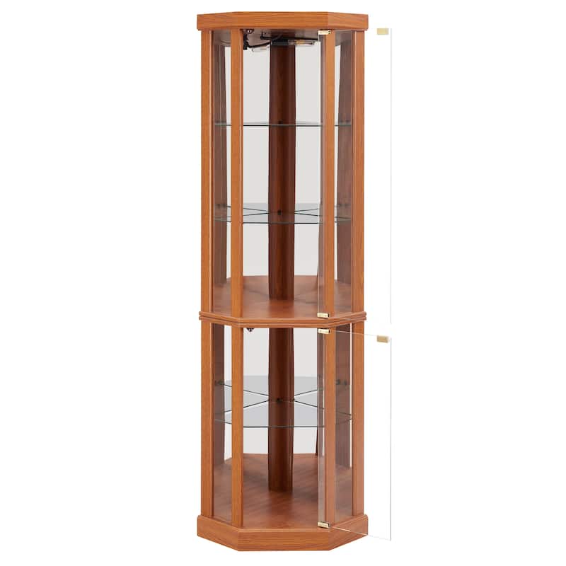 Corner Lighted Curio Cabinet Corner Glass Cabinet Lighted Curio Cabinet Display Case,Antique collection