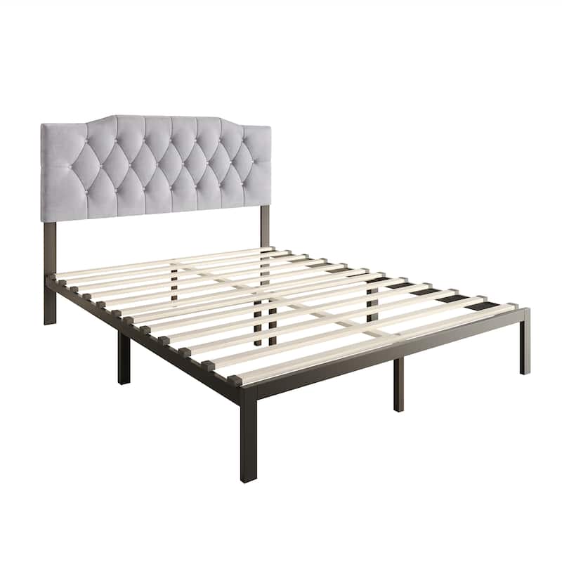 CraftPorch Modern Velvet Tufted Upholstered Platform Bed