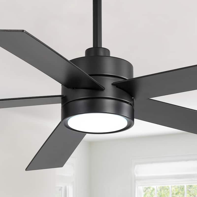 52-IN LED Ceiling Fan with Light Kit and Remote- 5 Blades - Black
