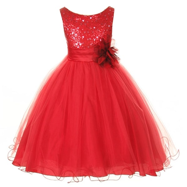 Shop Kids Dream Little Girls Red Sequin Bodice Floral Overlaid Flower ...