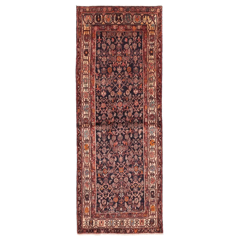 ECARPETGALLERY Hand-knotted Andelz Black, Red Wool Rug - 3'3 x 9'1