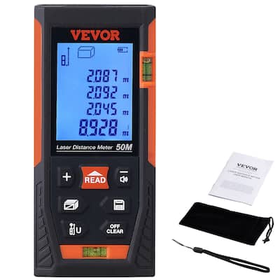 VEVOR Handheld Digital Laser Point Distance Meter Measure Tape Range Finder 165ft 229ft 328ft 400ft