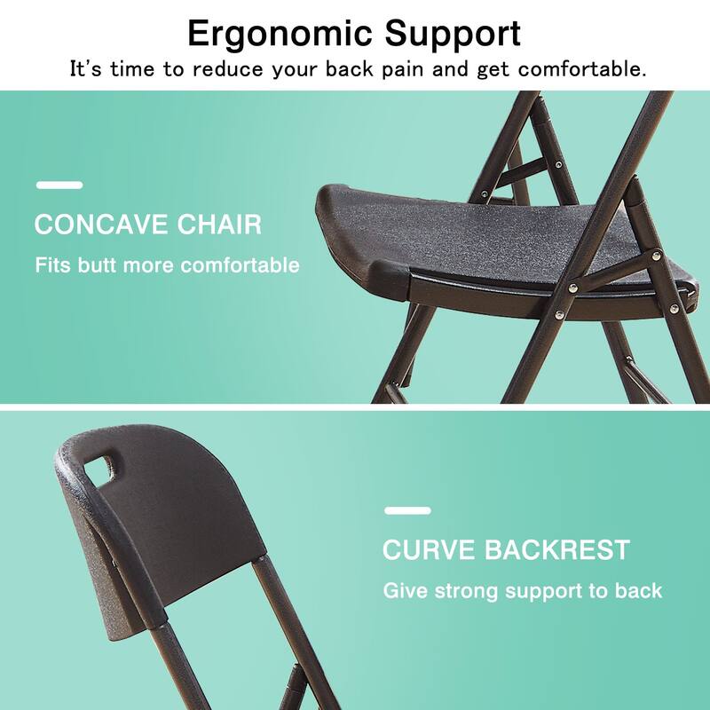 4 Pack Metal Folding Chairs with Padded Cushion and Back, Stackable Fabric Dining Chair Set, Upholstered Commercial Seat