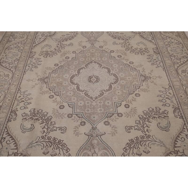 Distressed Tabriz Vintage Persian Rug Handmade Wool Carpet - 6'7" x 9'6"