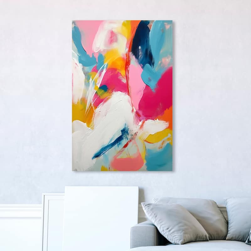 Wynwood Studio Abstract Lovely Feast Pink and Modern & Contemporary Wall Art Canvas Print - 45 x 30