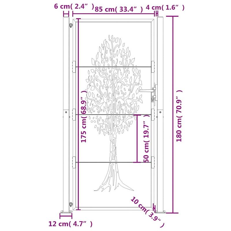 vidaXL Garden Gate Corten Steel Tree Design