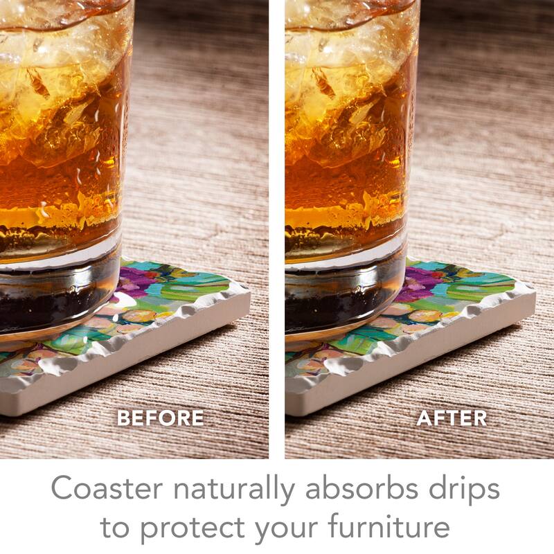 Counterart Absorbent Stone Coaster, Pop, Set of 4 - 4.00x4.29