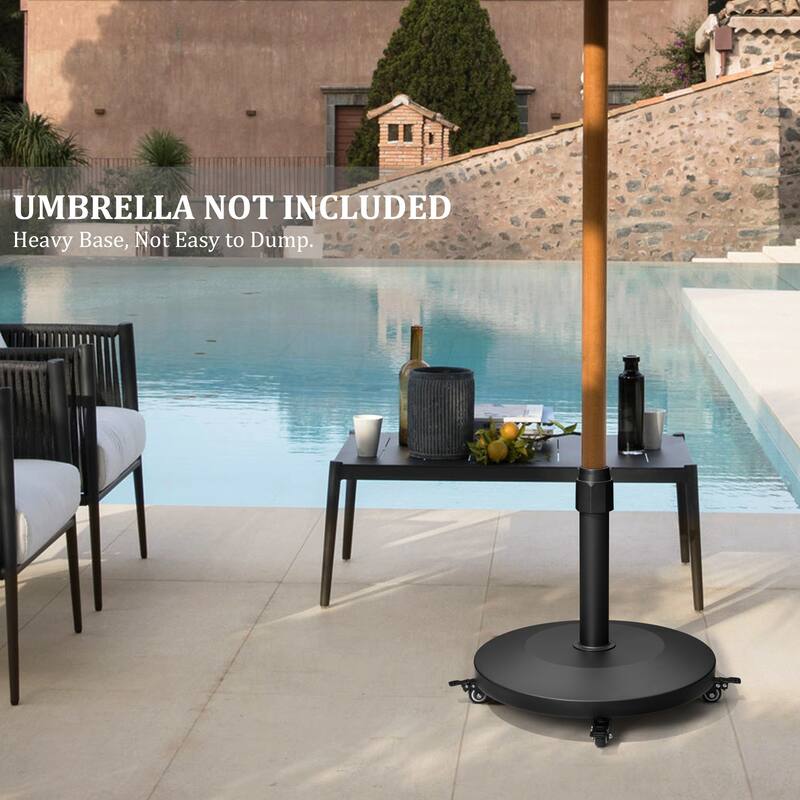 55lbs Round Concrete Market Umbrella Base With Wheels - N/A