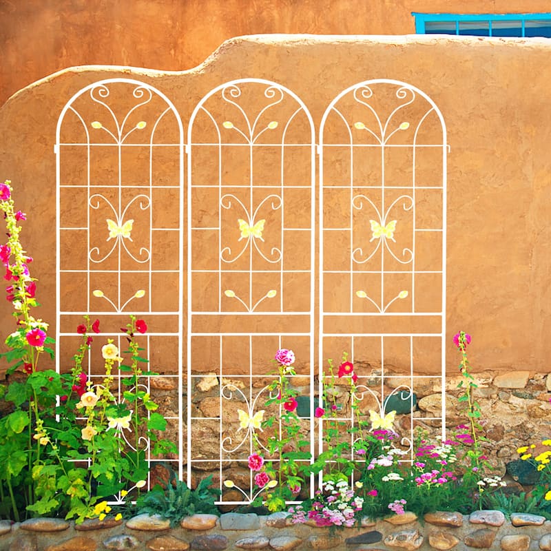 2 Pack/4 Pack Metal Garden Trellis 86.7" x 19.7" Garden Fence Rustproof Trellis for Climbing Plants Support Roses Flower Planter