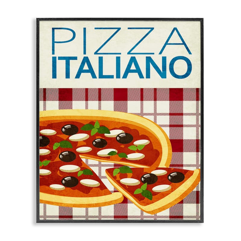 Stupell Classic Pizza Italiano Framed Giclee Art Design By Kim Allen - 24 x 30 - Black