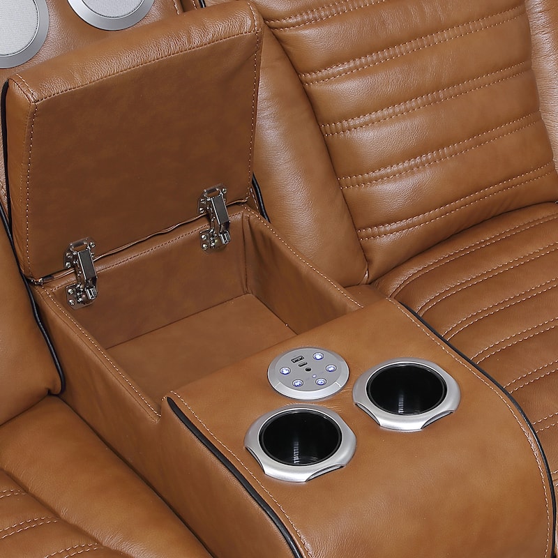 Arbor 73" Leather Power Double Reclining Loveseat with Center Console