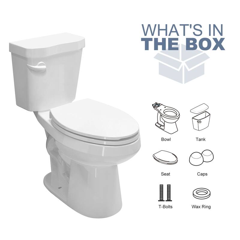 Two-piece 1.28 GPF Single Flush ADA Chair Height Elongated Toilet Map Flush 1000g, Soft-Close Seat Included