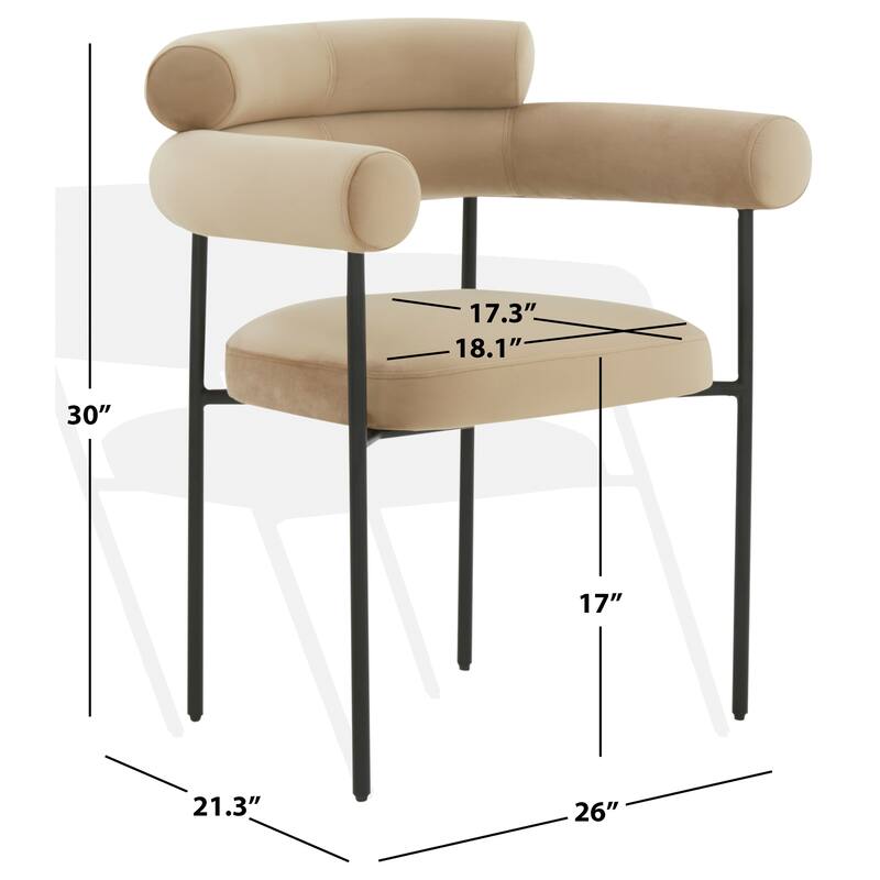 SAFAVIEH Couture Frouwe Curved Back Dining Chair (Fully Assembled) - 26Wx21Dx30H