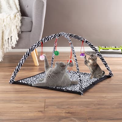 Petmaker Foldable Cat and Kitten Play Activity Center with 4 Hanging Toys
