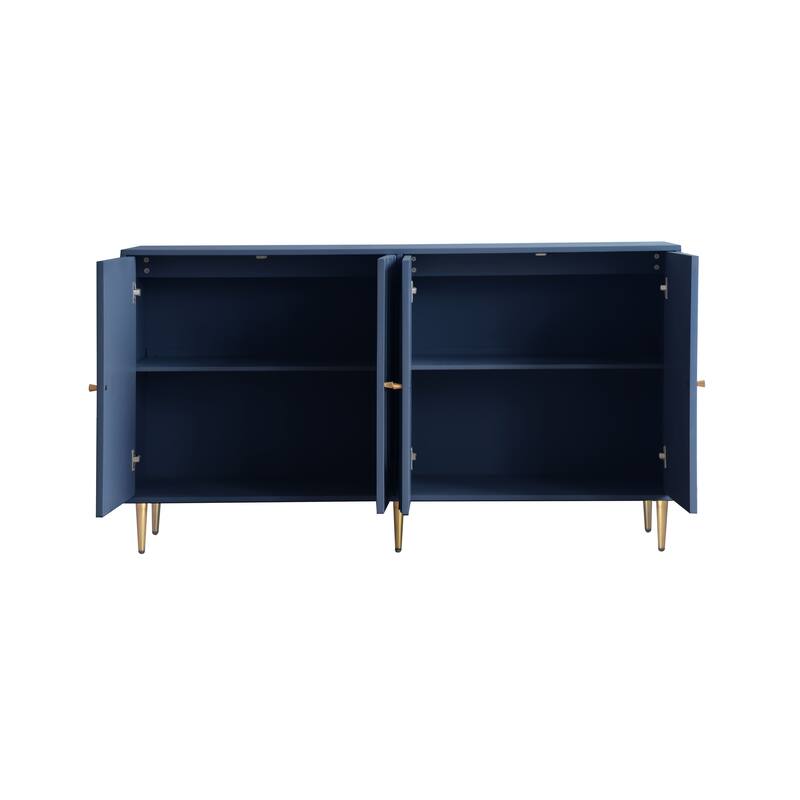 Modern Storage Cabinet with Adjustable Shelves, Euro Hinges, Gold Accents, Perfect for Living Room & Dining Room