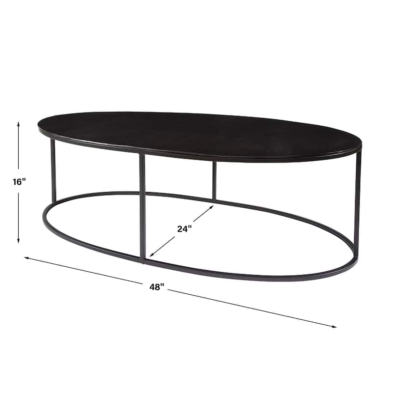 Solid Oval Coffee Table - 48" - Aged Black Finish