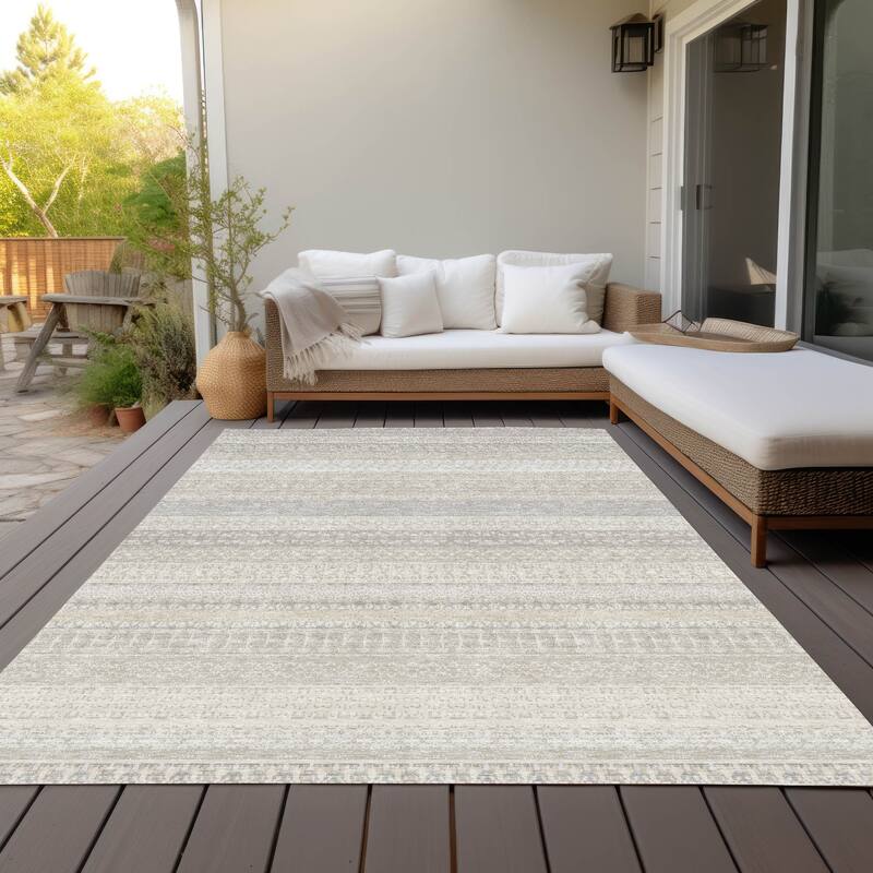 Machine Washable Indoor/ Outdoor Chantille Moroccan Stripes Rug