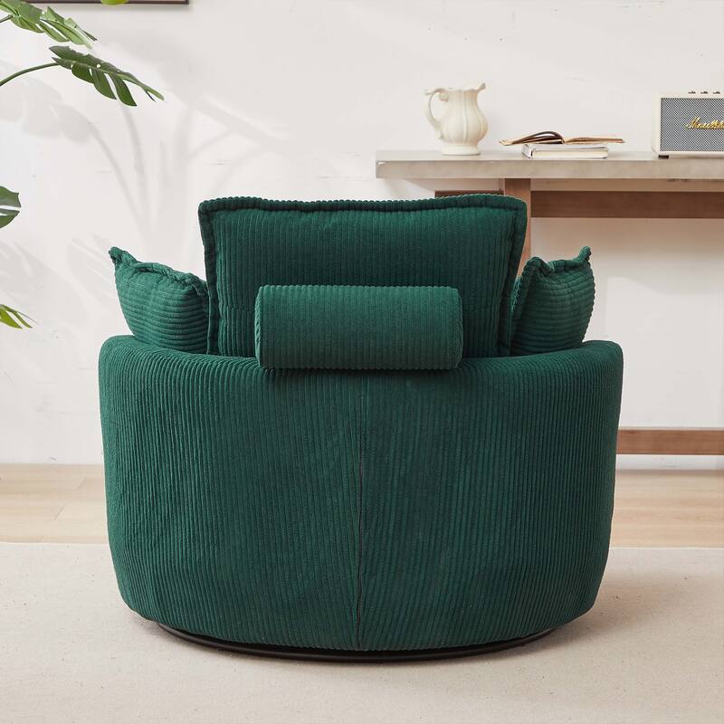 Oversized Swivel Chair with moon storage ottoman