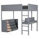 preview thumbnail 9 of 15, Full Size Loft Bed with Convertible Desk, Storage Shelf & 4 Drawers, Teddy Fleece Wood Bed Frame with Full-Length Guardrail