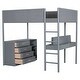 preview thumbnail 56 of 93, Teddy Fleece Loft Bed with Foldable Study Table, 4 Storage Drawers and Shelves Wood High LoftBed Frame for Bedroom
