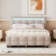 preview thumbnail 1 of 13, Queen Size Linen Upholstered Platform Bed w/ Twin XL Size Trundle & 2 Drawers, LED Light Bunk Bed for Kids Teens Adults, Beige Beige